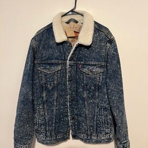 Levi's Blue Denim Jacket with Cream Sherpa Collar